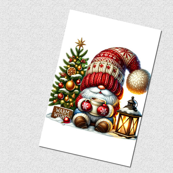 10 Handmade Christmas Cards Notecards 4x6 with Envelopes Blank Folded Gnomes