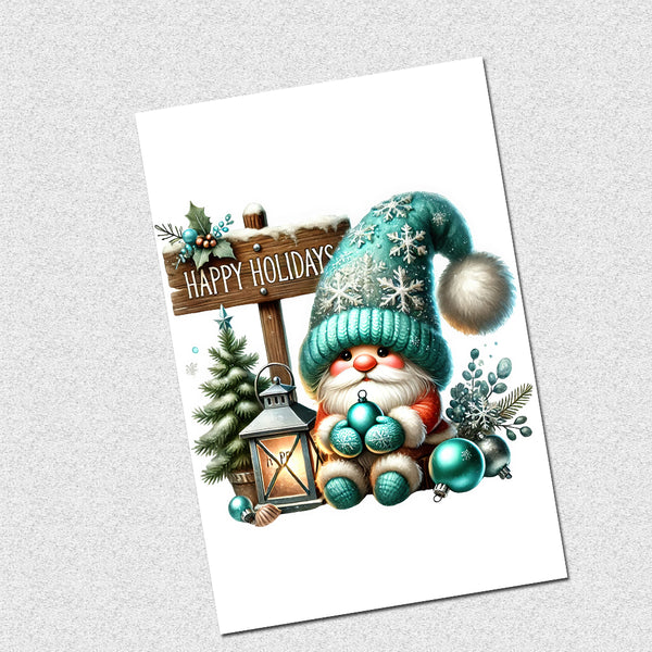 10 Handmade Christmas Cards Notecards 4x6 with Envelopes Blank Folded Gnomes