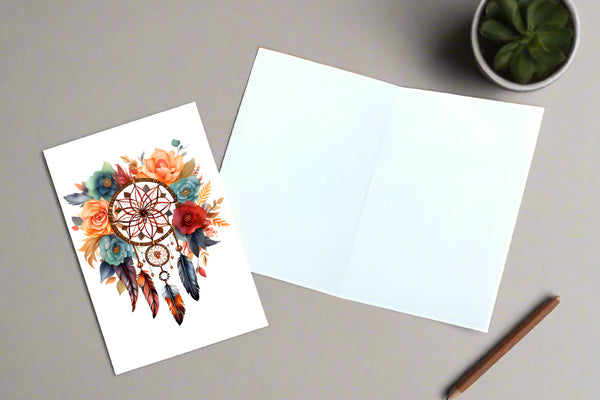 10 Handmade Watercolor Dreamcatcher Notecards – Blank Inside – Folded 4x6 Every Occasion Cards with White Envelopes