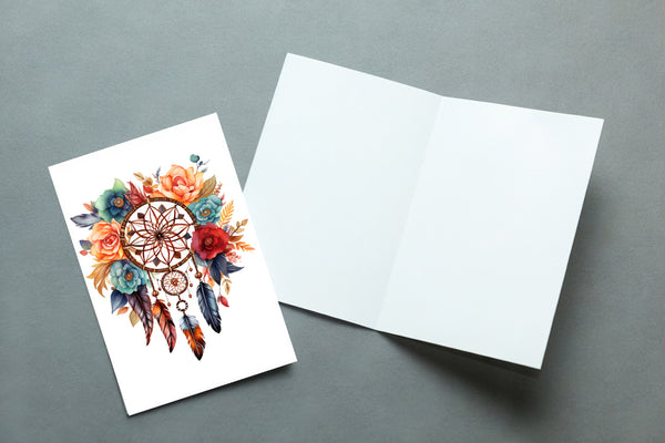 10 Handmade Watercolor Dreamcatcher Notecards – Blank Inside – Folded 4x6 Every Occasion Cards with White Envelopes