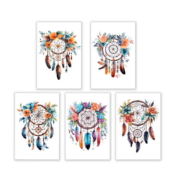 10 Handmade Watercolor Dreamcatcher Notecards – Blank Inside – Folded 4x6 Every Occasion Cards with White Envelopes