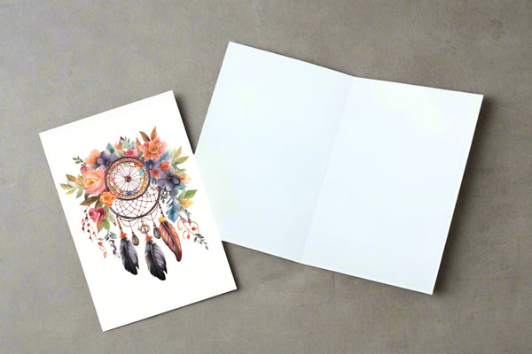 10 Handmade Watercolor Dreamcatcher Notecards – Blank Inside – Folded 4x6 Every Occasion Cards with White Envelopes