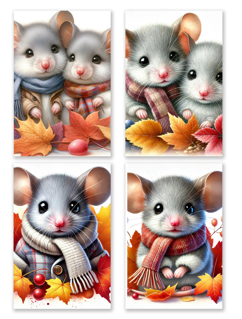 8 Handmade Baby Mice – Blank Inside – Folded 4x6 Every Occasion Cards with White Envelopes