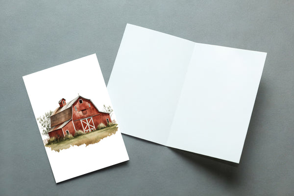 10 Handmade Farm Life – Blank Inside – Folded 4x6 Every Occasion Cards with White Envelopes