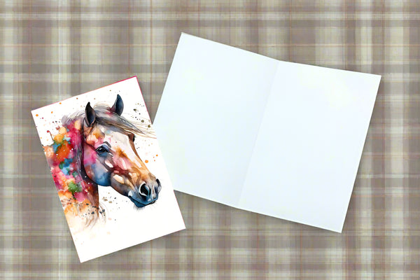 10 Handmade Floral Horses – Blank Inside – Folded 4x6 Every Occasion Cards with White Envelopes