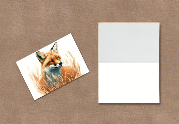 10 Handmade Watercolor Foxes Notecards – Blank Inside – Folded 4x6 Every Occasion Cards with White Envelopes
