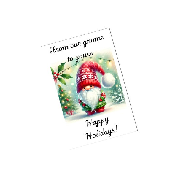 10 Handmade Notecards 4x6 with Envelopes Blank Folded Gnome Christmas