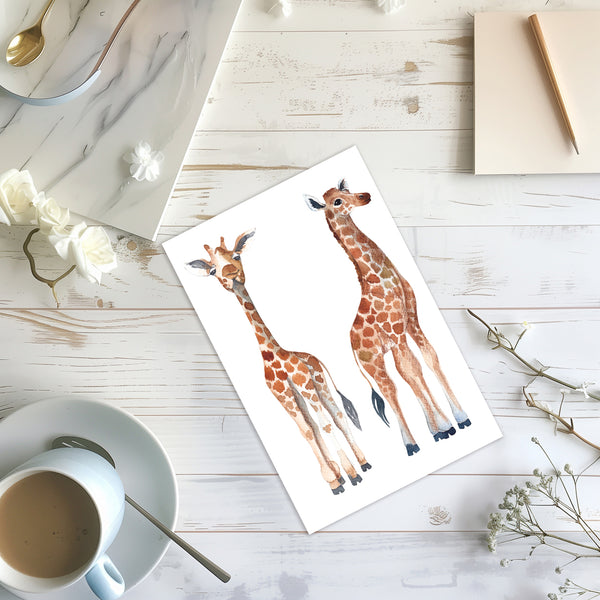 10 Handmade Notecards 4x6 with Envelopes Blank Folded Giraffes