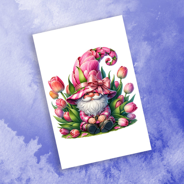 10 Handmade Garden Gnomes – Blank Inside – Folded 4x6 Every Occasion Cards with White Envelopes