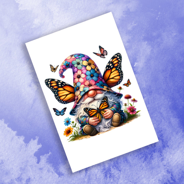 10 Handmade Garden Gnomes – Blank Inside – Folded 4x6 Every Occasion Cards with White Envelopes