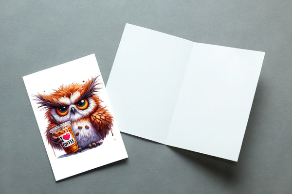 10 Handmade Grumpy Coffee Animals – Blank Inside – Folded 4x6 Every Occasion Notecards with White Envelopes