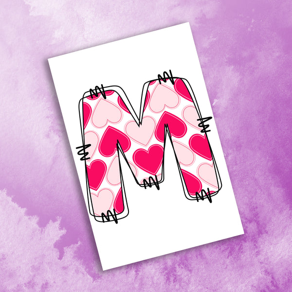10 Handmade Heart Doodle Letters – Blank Inside – Folded 4x6 Every Occasion Cards with White Envelopes