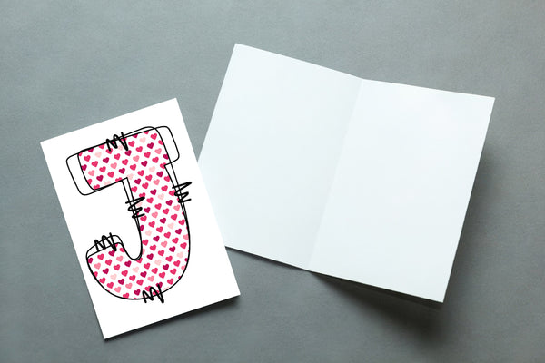 10 Handmade Heart Doodle Letters – Blank Inside – Folded 4x6 Every Occasion Cards with White Envelopes