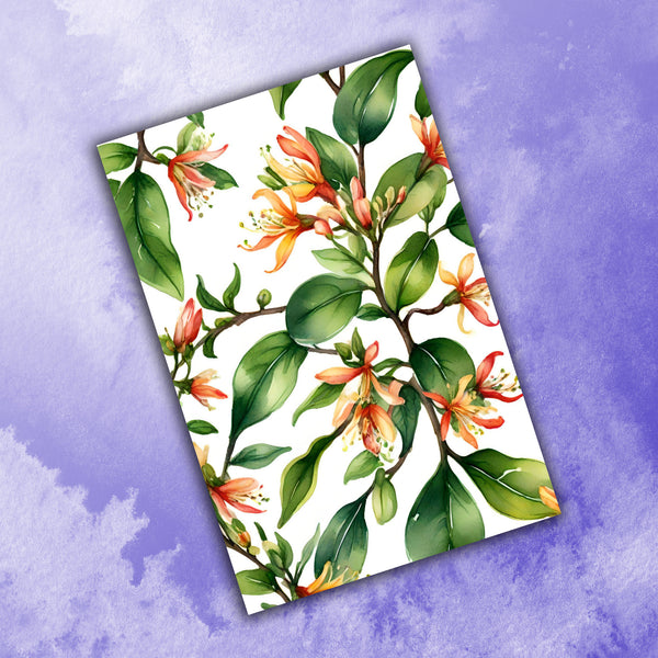 6 Handmade Honeysuckle – Blank Inside – Folded 4x6 Every Occasion Cards with White Envelopes