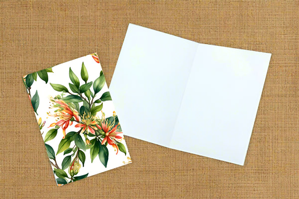6 Handmade Honeysuckle – Blank Inside – Folded 4x6 Every Occasion Cards with White Envelopes