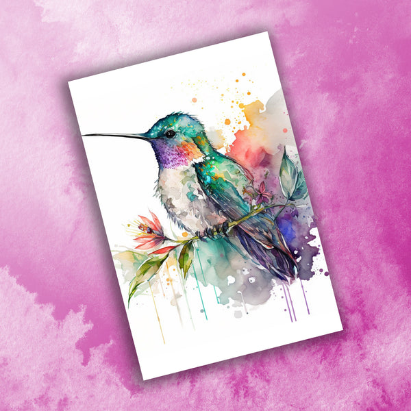 10 Handmade Hummingbirds – Blank Inside – Folded 4x6 Every Occasion Cards with White Envelopes