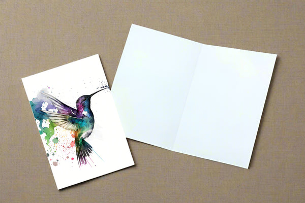 10 Handmade Hummingbirds – Blank Inside – Folded 4x6 Every Occasion Cards with White Envelopes