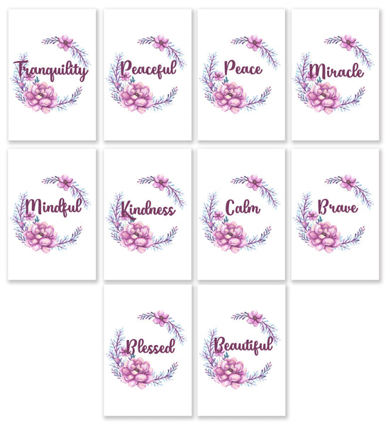 10 Handmade Inspiration Cards – Blank Inside – Folded 4x6 Every Occasion Notecards with White Envelopes