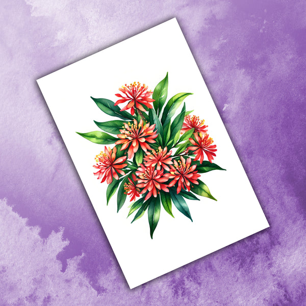 6 Handmade Ixora – Blank Inside – Folded 4x6 Every Occasion Cards with White Envelopes