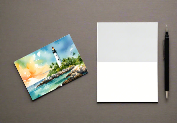 8 Handmade Watercolor Lighthouse Notecards – Blank Inside – Folded 4x6 Every Occasion Cards with White Envelopes