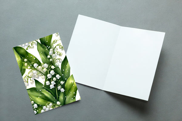 6 Handmade Lily of the Valley – Blank Inside – Folded 4x6 Every Occasion Cards with White Envelopes