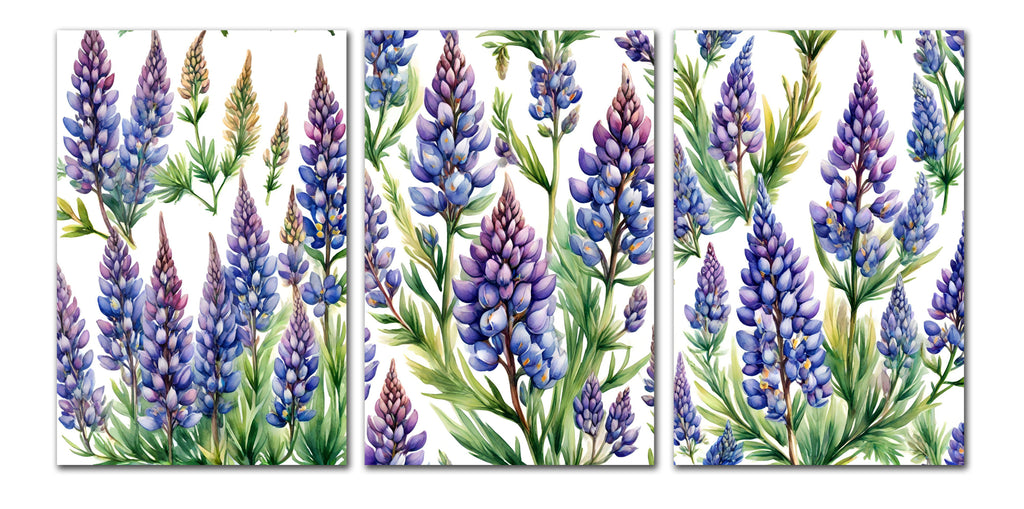 6 Handmade Lupine – Blank Inside – Folded 4x6 Every Occasion Cards with White Envelopes