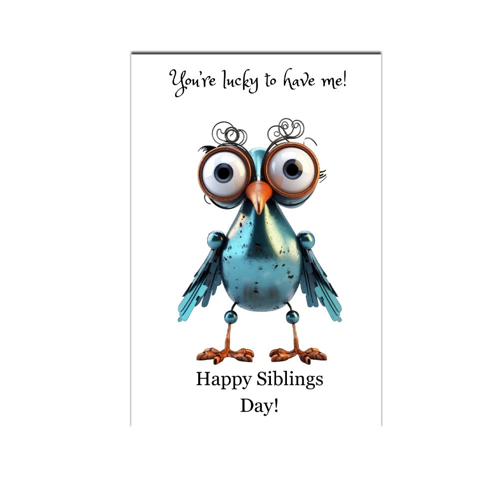 Handmade siblings day greeting card with colorful birds