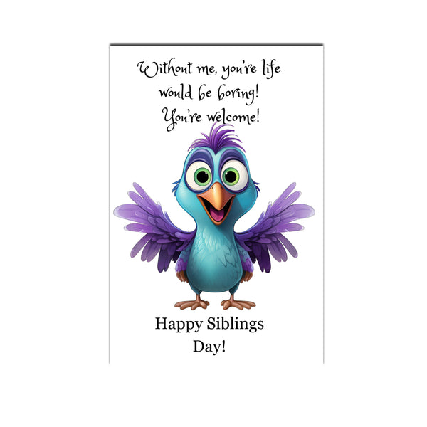 Handmade siblings day greeting card with colorful birds