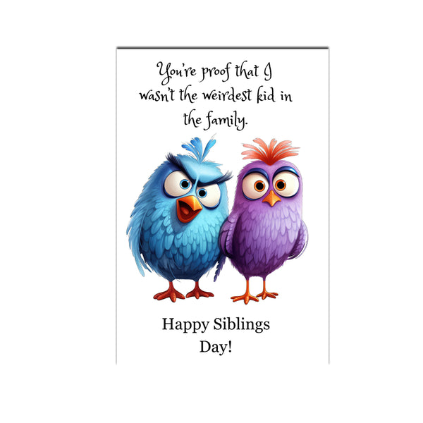 Handmade siblings day greeting card with colorful birds