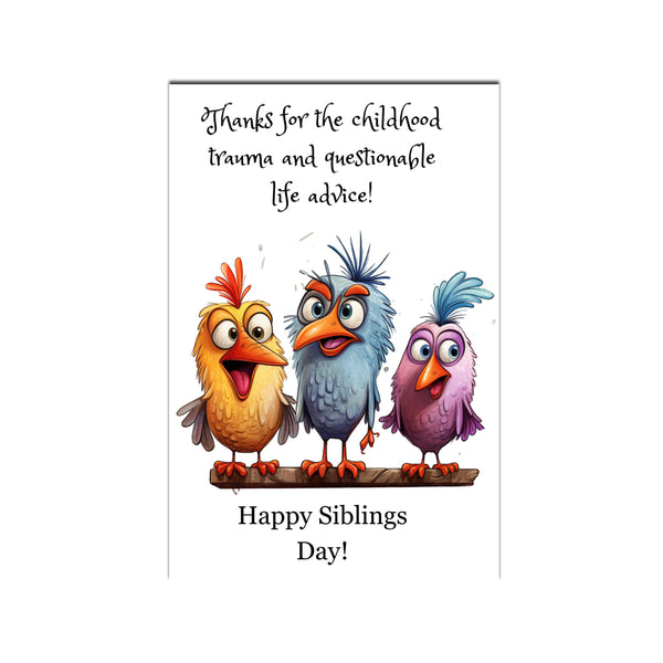 Handmade siblings day greeting card with colorful birds