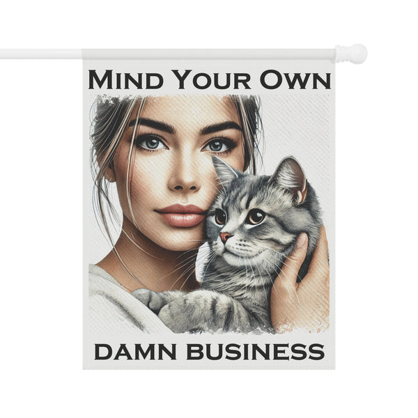 Cat Lady Mind Your Own Damn Business Porch Flag
