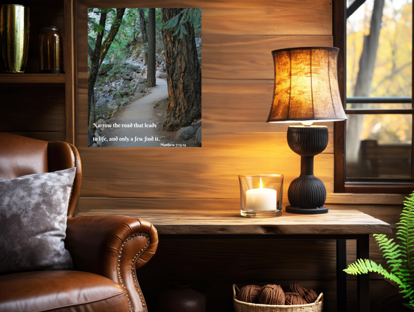 Bible Verse Poster Print, Nature Path Inspirational Yosemite Wall Art