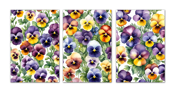 6 Handmade Pansies – Blank Inside – Folded 4x6 Every Occasion Cards with White Envelopes