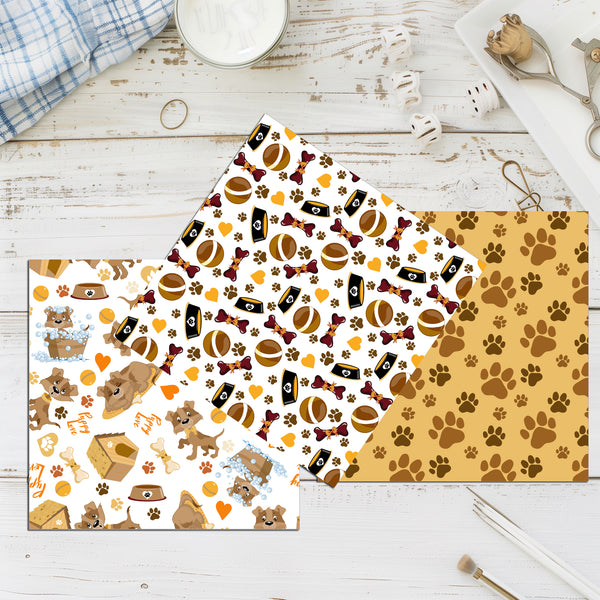 12 Mini Note Cards 3x3 Dog Bones Paw Prints Puppies Pet Owner Gift Handmade