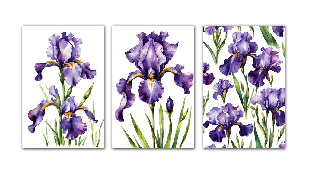 6 Handmade Notecards 4x6 with Envelopes Blank Folded Purple Iris