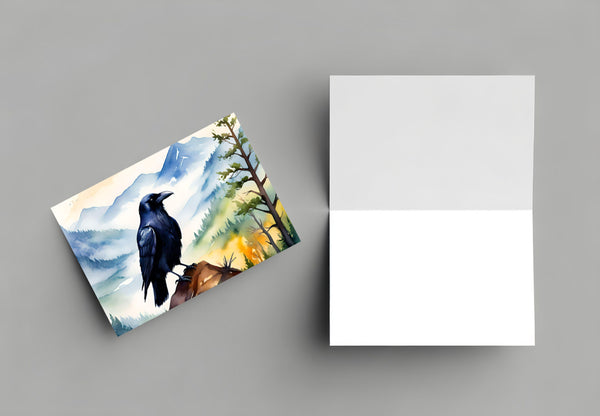6 Handmade Ravens – Blank Inside – Folded 4x6 Every Occasion Cards with White Envelopes