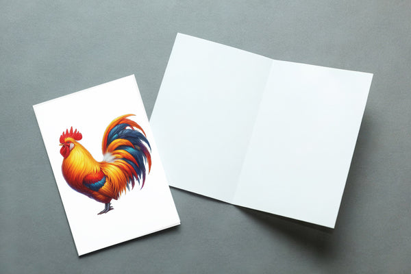 10 Handmade Roosters – Blank Inside – Folded 4x6 Every Occasion Cards with White Envelopes