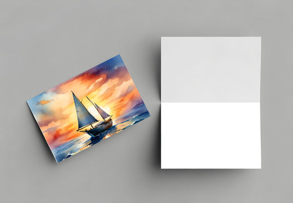 8 Handmade Sailboats – Blank Inside – Folded 4x6 Every Occasion Cards with White Envelopes