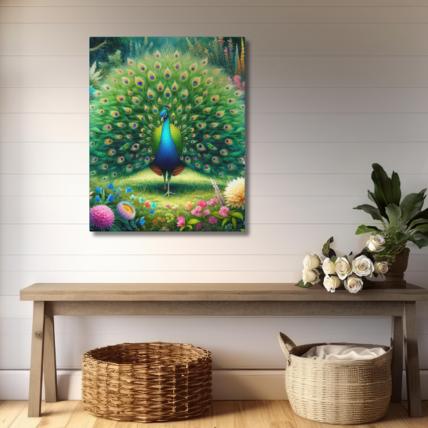 Gift for Gardeners Peacock 8x10 Kitchen Sign Canvas Gallery Wrap