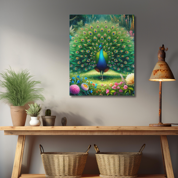Gift for Gardeners Peacock 8x10 Kitchen Sign Canvas Gallery Wrap