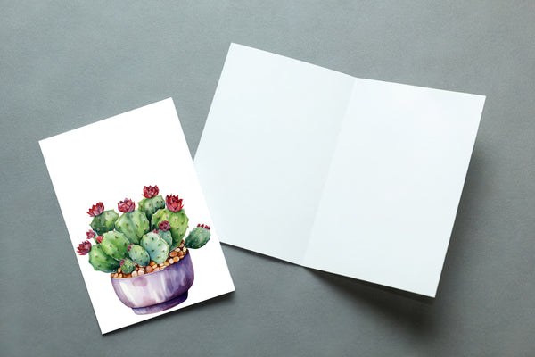 10 Handmade Succulents– Blank Inside – Folded 4x6 Every Occasion Cards with White Envelopes