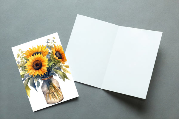 10 Handmade Sunflowers – Blank Inside – Folded 4x6 Every Occasion Cards with White Envelopes