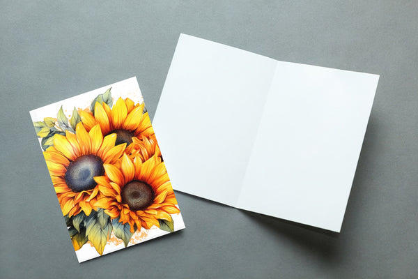 10 Handmade Sunflowers – Blank Inside – Folded 4x6 Every Occasion Cards with White Envelopes
