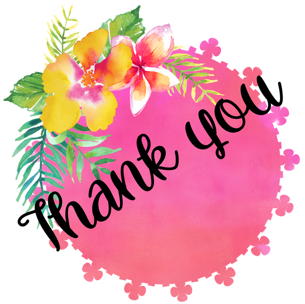 Handmade tropical flowers thank you stickers