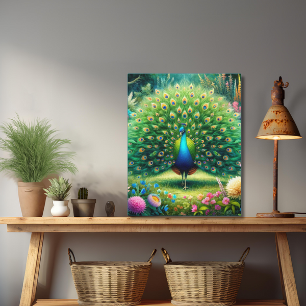 Gift for Gardeners Peacock 8x10 Kitchen Sign Canvas Gallery Wrap