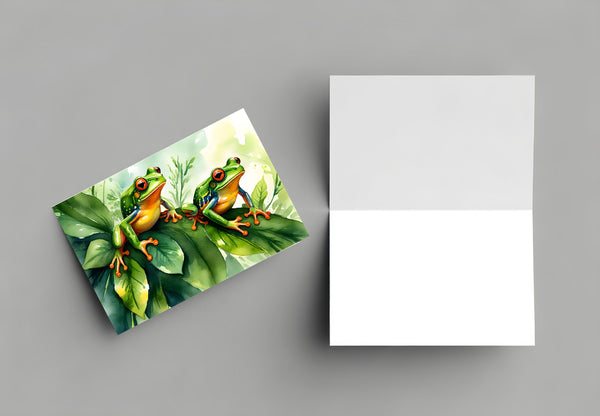 6 Handmade Tree Frogs – Blank Inside – Folded 4x6 Every Occasion Cards with White Envelopes