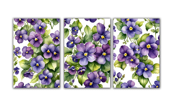 6 Handmade Violets – Blank Inside – Folded 4x6 Every Occasion Cards with White Envelopes