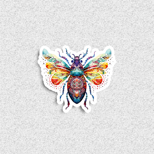 Colorful butterfly sticker on a textured gray background