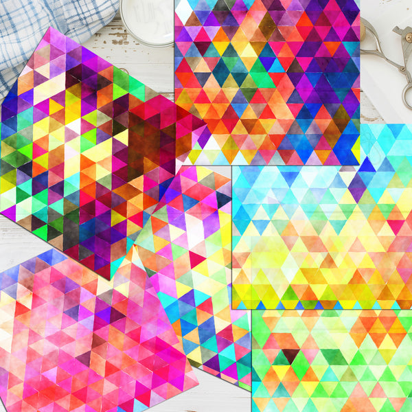 12 Mini Note Cards 3x3 Watercolor Triangle Pattern Gift Enclosure Set