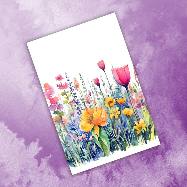 10 Handmade Watercolor Wildflowers – Blank Inside – Folded 4x6 Every Occasion Cards with White Envelopes